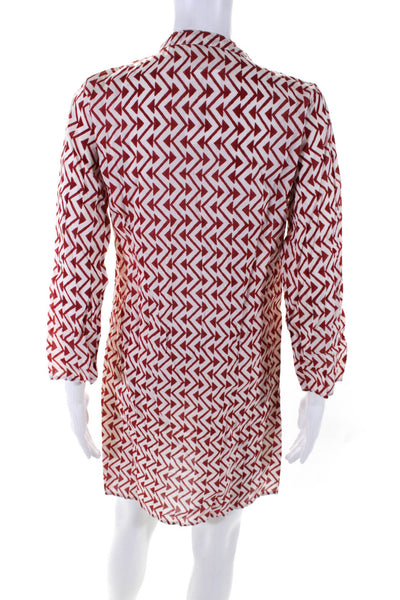 Roberta Roller Rabbit Womens Geometric Pintuck Shift Dress Red White Size XS