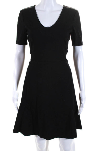 Theory Womens Short Sleeves Nikay Inscribe A Line Dress Black Size 8