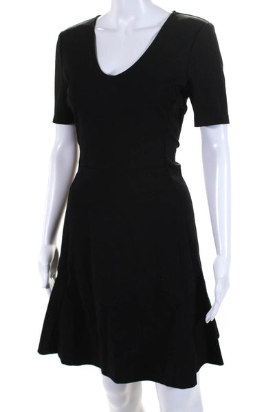 Theory Womens Short Sleeves Nikay Inscribe A Line Dress Black Size 8