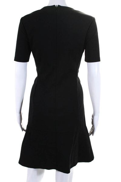 Theory Womens Short Sleeves Nikay Inscribe A Line Dress Black Size 8