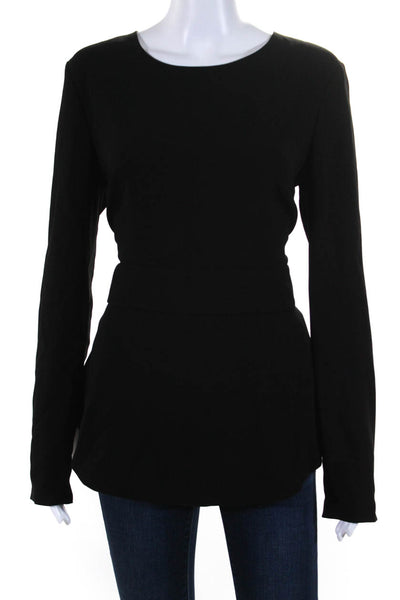 Intermix Womens Long Sleeves Crew Neck Peplum Blouse Black Size Large