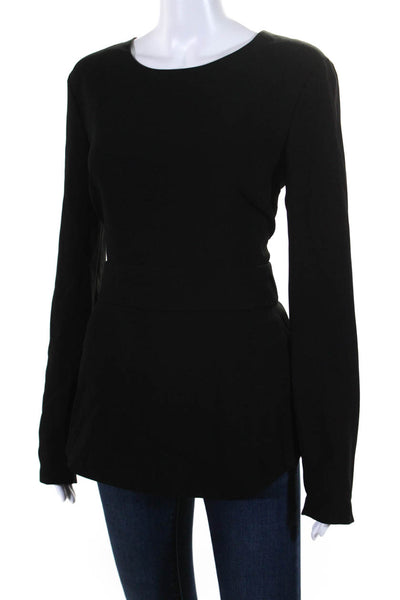 Intermix Womens Long Sleeves Crew Neck Peplum Blouse Black Size Large