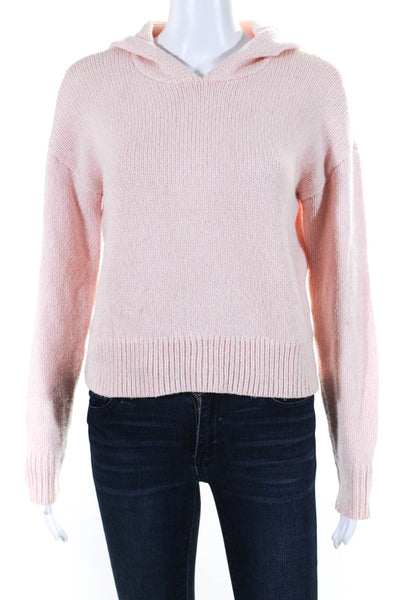 Intermix Womens Merino Wool Knit Long Sleeve Cropped Hooded Sweater Pink Size PP