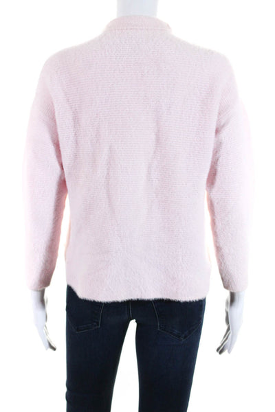 Michelle Mason Womens Fuzzy Knit Long Sleeve Turtleneck Sweater Pink Size PP