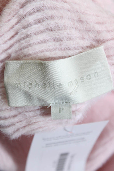 Michelle Mason Womens Fuzzy Knit Long Sleeve Turtleneck Sweater Pink Size PP