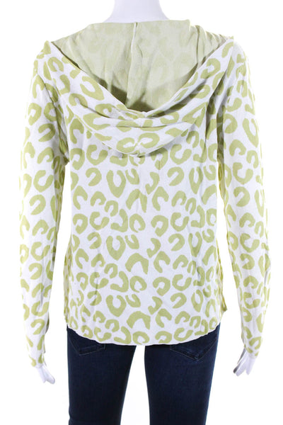 529 Womens Tight-Knit Cheetah Print Long Sleeve 1/2 Zip Hooded Top Green Size 1