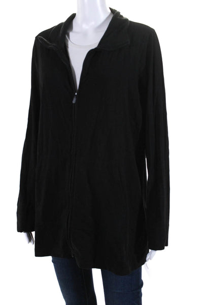 Eileen Fisher Womens Full Zip Long Sleeve Two Pocket Active Jacket Black Size L