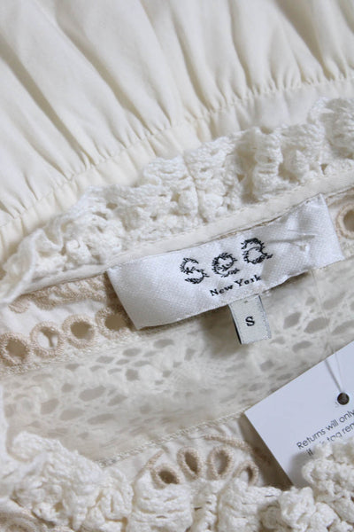 Sea New York Womens Cotton Eyelet Ruffled Short Sleeve Shirt Dress White Size S