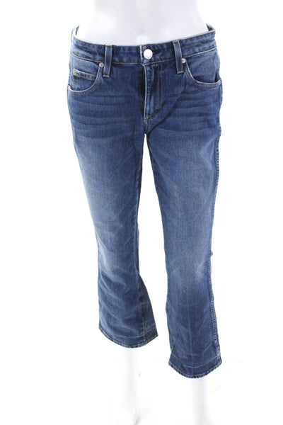 Amo Womens Zipper Fly High Rise Jane Flare Leg Jeans Blue Denim Size 27