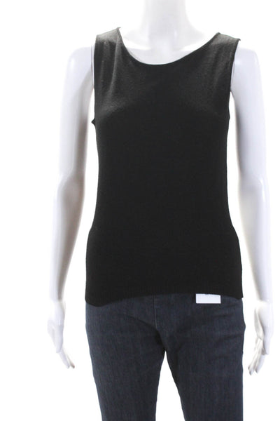 Valentino Womens Scoop Neck Knit Tank Top Black Wool Size Small
