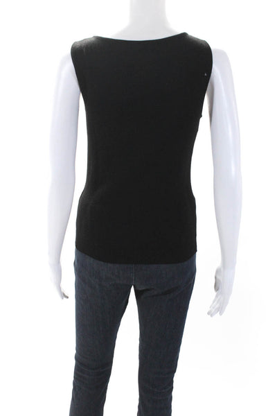 Valentino Womens Scoop Neck Knit Tank Top Black Wool Size Small