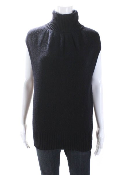 Theory Womens Sleeveless Oversized Turtleneck Sweater Navy Blue Wool Size PS