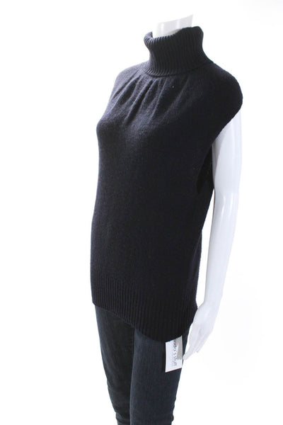 Theory Womens Sleeveless Oversized Turtleneck Sweater Navy Blue Wool Size PS