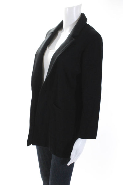 J Crew Womens Open Front Notched Lapel Knit Light Jacket Black Size Small