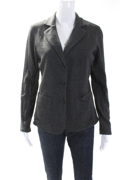 Tahari Womens Three Button Notched Lapel Knit Blazer Jacket Gray Size Medium