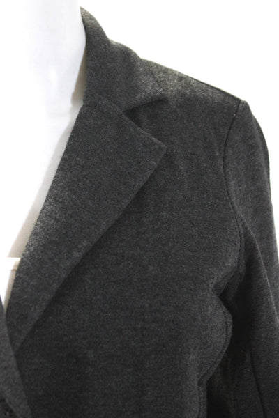 Tahari Womens Three Button Notched Lapel Knit Blazer Jacket Gray Size Medium