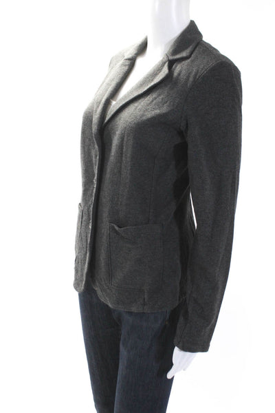 Tahari Womens Three Button Notched Lapel Knit Blazer Jacket Gray Size Medium