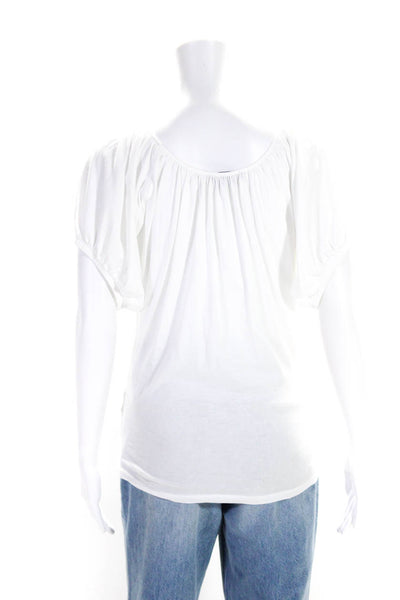 Ralph Lauren Blue Label Women Puffy Sleeves Shirt White Cotton Size Medium