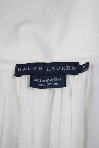 Ralph Lauren Blue Label Women Puffy Sleeves Shirt White Cotton Size Medium