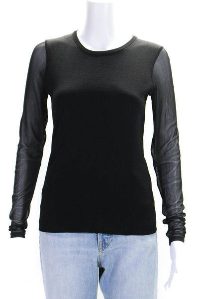 Shoshanna Womena Long Sleeves Crew Neck Body Con Sweater Black Size Medium