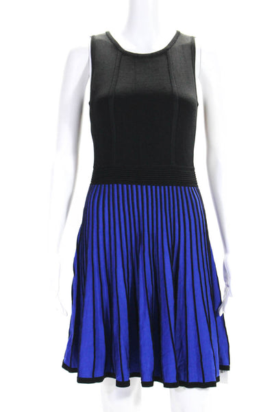 Shoshanna Womens Sleeveless A Line Sweater Dress Black Blue Size Medium