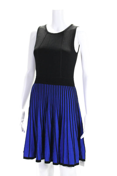 Shoshanna Womens Sleeveless A Line Sweater Dress Black Blue Size Medium