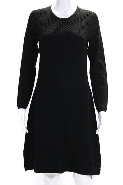 Shoshanna Womens Long Sleeves Textured Sweater Dress Black Size Medium