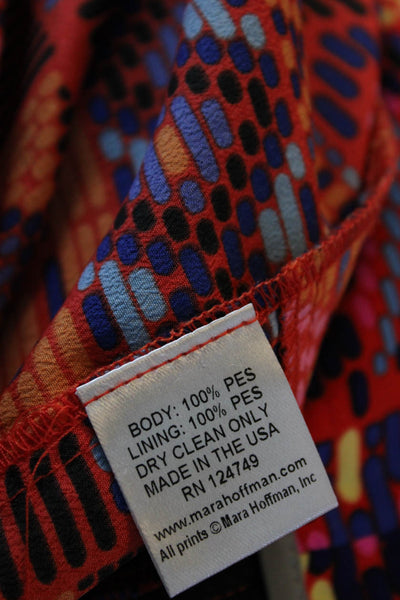 Mara Hoffman Womens Striped Print Zipped Hook & Eye Pleated Shorts Red Size 2