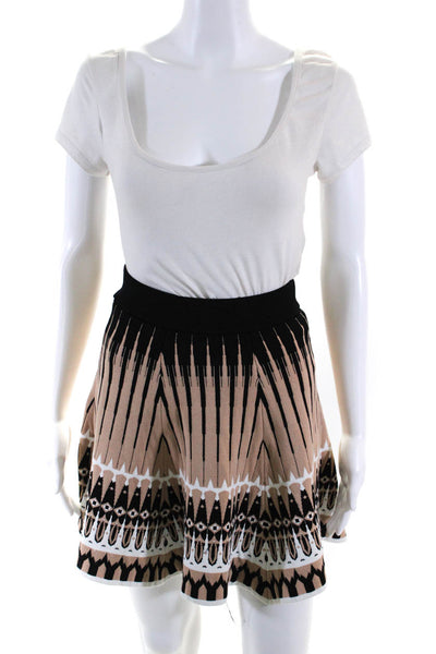 Torn by Ronny Kobo Womens Asymmetrical Hem Striped A-Line Skirt Beige Size XS
