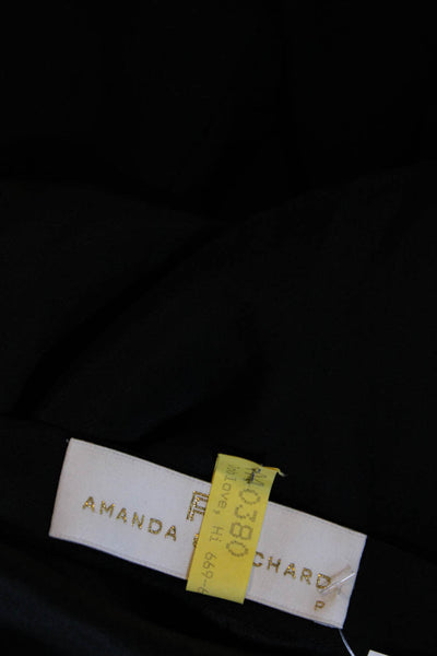 Amanda Uprichard Womens Silk Buttoned Slip-On Wrap A-Line Skirt Black Size P