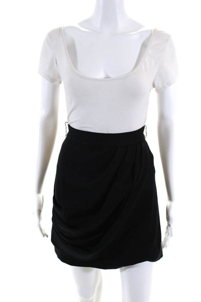 Alice + Olivia Scoop Womens Draped Ruche Back Zipped Straight Skirt Black Size 2