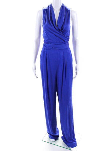 Catherine Malandrino Womens Surplice Sleeveless Wide Leg Jumpsuit Blue Size 2