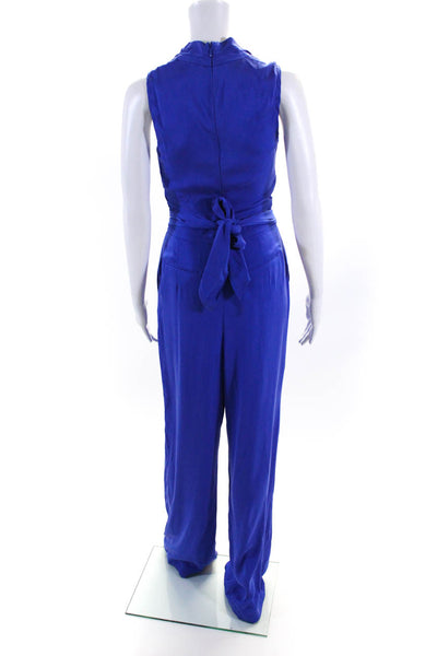 Catherine Malandrino Womens Surplice Sleeveless Wide Leg Jumpsuit Blue Size 2