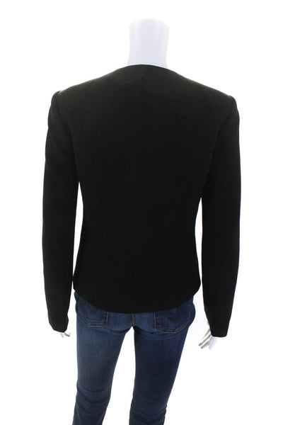 Calvin Klein Womens Long Sleeve Button Front Crew Neck Light Jacket Black Size 2