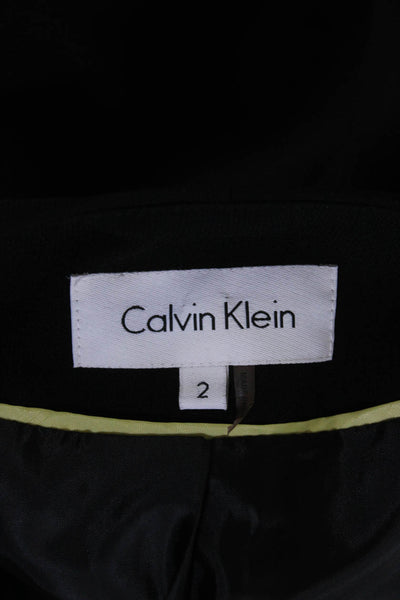 Calvin Klein Womens Long Sleeve Button Front Crew Neck Light Jacket Black Size 2