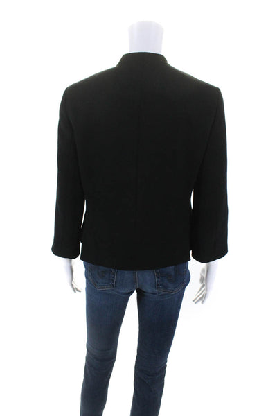 Calvin Klein Womens Hook Front 3/4 Sleeve Crew Neck Jacket Black Size 2