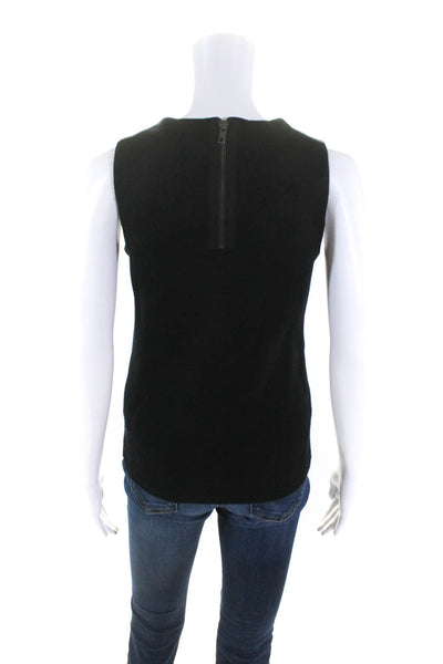 J Crew Collection Womens Back Zip Crystal Sleeveless Knit Top Black Gray Wool XS