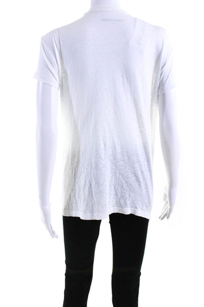 Zadig & Voltaire Womens White Cotton Graphic Crew Neck Distress Tee Top Size S