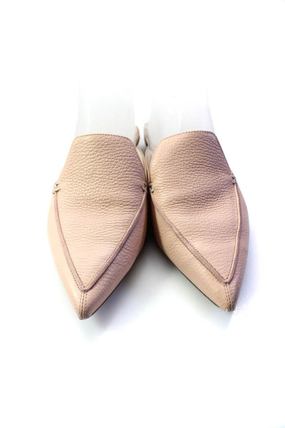 Nicholas Kirkwood Womens Grain Leather Pointed Toe Mules Loafers Pink Size 40.5