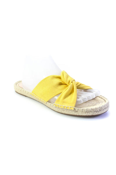 J Crew Womens Canvas Open Toe Twisted Strap Espadrille Sandals Yellow Size 10