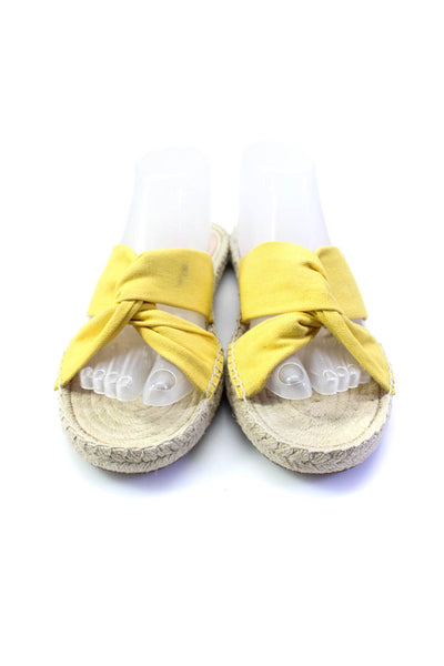 J Crew Womens Canvas Open Toe Twisted Strap Espadrille Sandals Yellow Size 10