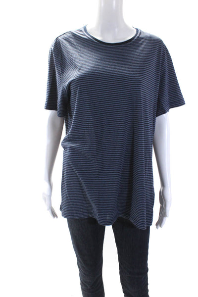 Velvet by Graham & Spencer Womens Blue Cotton Striped Basic Tee Top Size XL