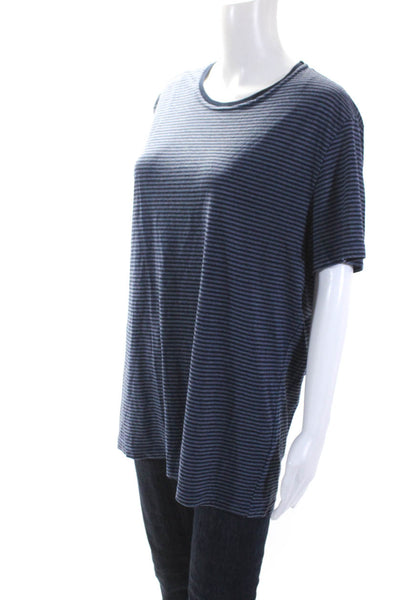 Velvet by Graham & Spencer Womens Blue Cotton Striped Basic Tee Top Size XL