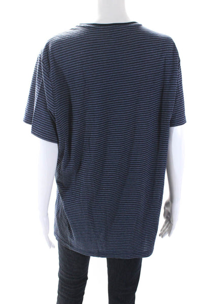 Velvet by Graham & Spencer Womens Blue Cotton Striped Basic Tee Top Size XL