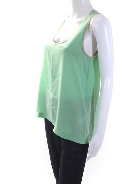 Joie Womens Mint Green Beige Silk Scoop Neck Sleeveless Tank Top Size XS