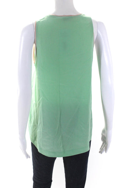 Joie Womens Mint Green Beige Silk Scoop Neck Sleeveless Tank Top Size XS