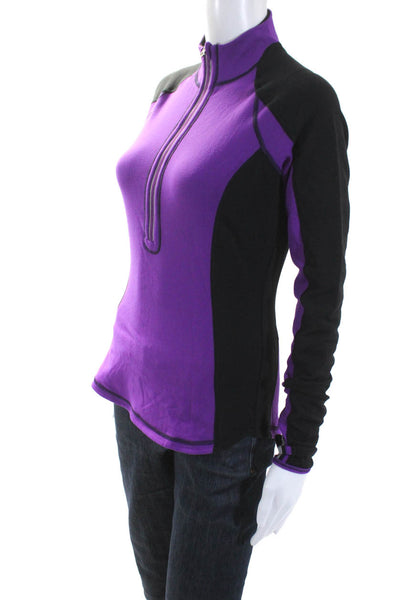 Lululemon Womens Purple Black Color Block Mock Neck Zip Long Sleeve Jacket Size6
