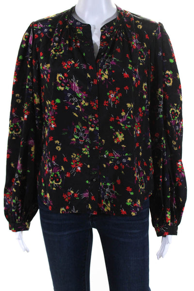 Veronica Beard Women's Round Neck Button Down Long Sleeves Floral Blouse Size 0