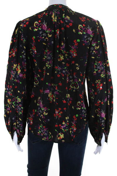 Veronica Beard Women's Round Neck Button Down Long Sleeves Floral Blouse Size 0