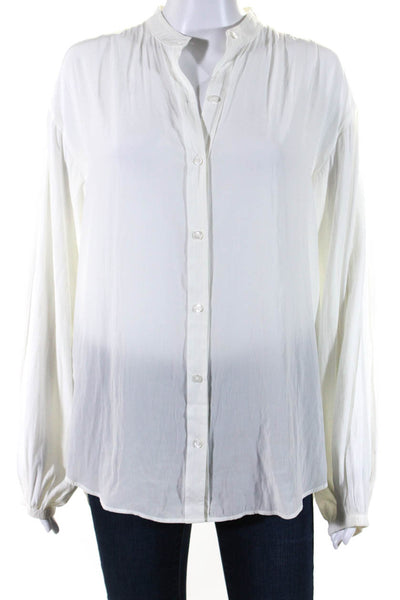 ALC Women's Round Neck Long Sleeves Button Down Blouse White Size 0